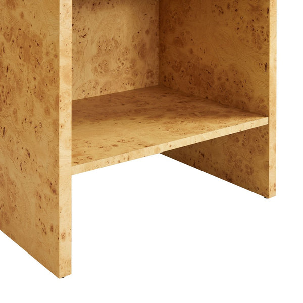 Modway Furniture Hudson 1-Drawer Nightstand with Open Shelf - Mid-Century Modern Burl Wood Accent Table, Natural Finish EEI-6856-BUR