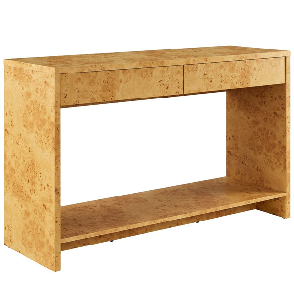 Modway Furniture Hudson 2-Drawer Console Table with Burl Wood Finish - Stylish Mid-Century Modern Design for Your Home EEI-6857-BUR