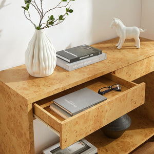 Modway Furniture Hudson 2-Drawer Console Table with Burl Wood Finish - Stylish Mid-Century Modern Design for Your Home EEI-6857-BUR