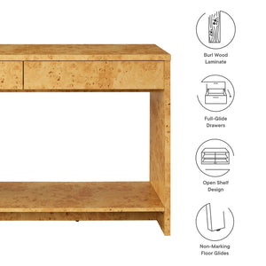 Modway Furniture Hudson 2-Drawer Console Table with Burl Wood Finish - Stylish Mid-Century Modern Design for Your Home EEI-6857-BUR
