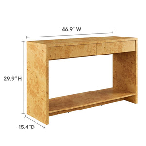 Modway Furniture Hudson 2-Drawer Console Table with Burl Wood Finish - Stylish Mid-Century Modern Design for Your Home EEI-6857-BUR