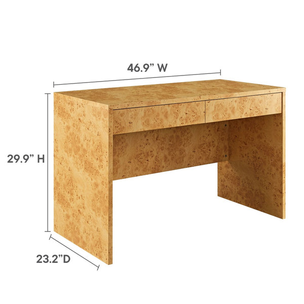 Modway Furniture Hudson 2-Drawer Burl Wood Desk - Mid-Century Modern Design for Home Office & Crafting Spaces EEI-6858-BUR
