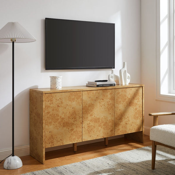 Modway Furniture Hudson 60" Contemporary Burl Wood Sideboard - Stylish Storage Solution with Soft-Close Doors EEI-6860-BUR