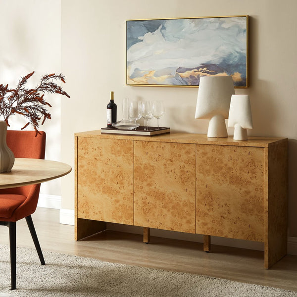 Modway Furniture Hudson 60" Contemporary Burl Wood Sideboard - Stylish Storage Solution with Soft-Close Doors EEI-6860-BUR