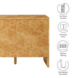 Modway Furniture Hudson 60" Contemporary Burl Wood Sideboard - Stylish Storage Solution with Soft-Close Doors EEI-6860-BUR
