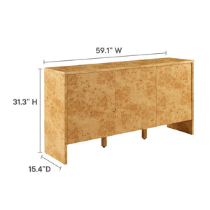 Modway Furniture Hudson 60" Contemporary Burl Wood Sideboard - Stylish Storage Solution with Soft-Close Doors EEI-6860-BUR