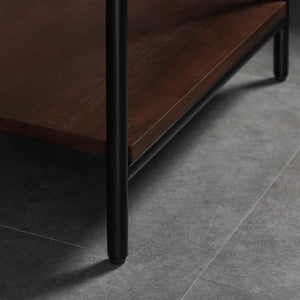 Modway Furniture Etch 24" Bathroom Vanity with Raw Concrete Top & Open Acacia Shelf – Modern Industrial Design EEI-6861-BLK-WHI