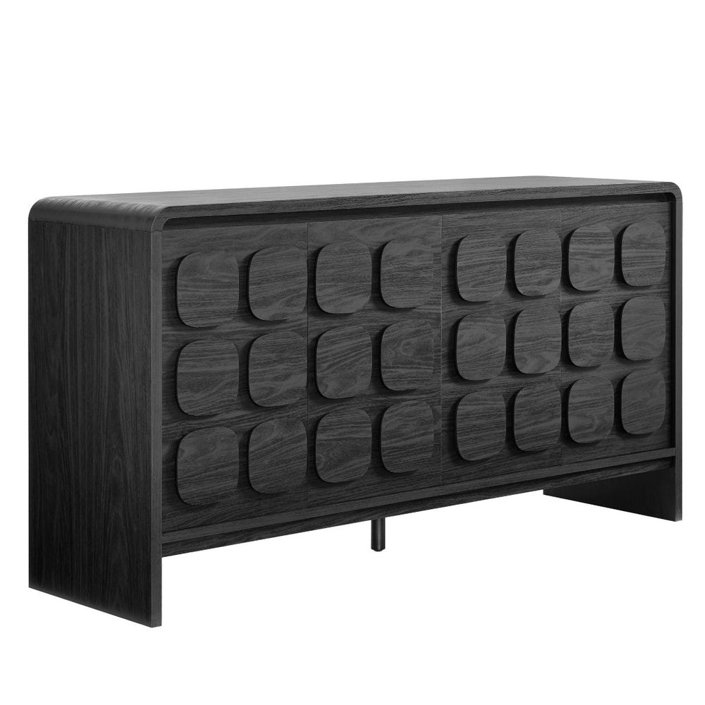 Modway Furniture Toscana 61" Mid-Century Modern Sideboard with Soft-Close Doors and Elegant Storage Solution Black EEI-6862-BLK