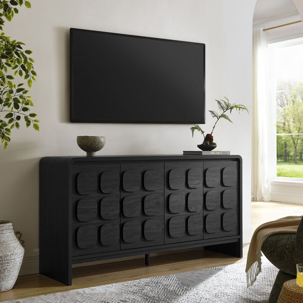 Modway Furniture Toscana 61" Mid-Century Modern Sideboard with Soft-Close Doors and Elegant Storage Solution Black EEI-6862-BLK