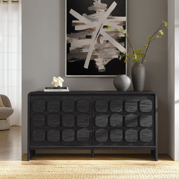 Modway Furniture Toscana 61" Mid-Century Modern Sideboard with Soft-Close Doors and Elegant Storage Solution Black EEI-6862-BLK
