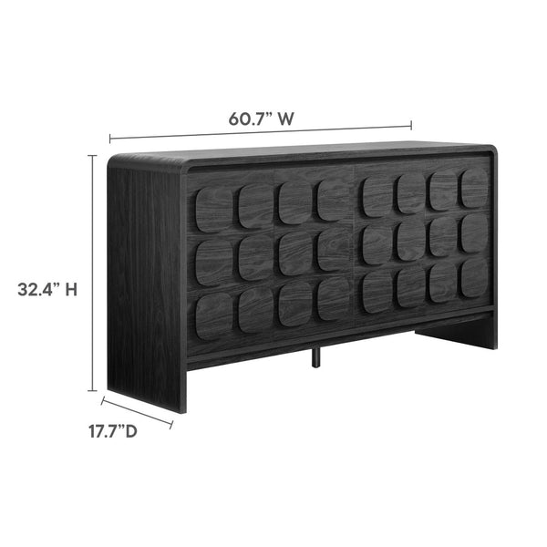 Modway Furniture Toscana 61" Mid-Century Modern Sideboard with Soft-Close Doors and Elegant Storage Solution Black EEI-6862-BLK