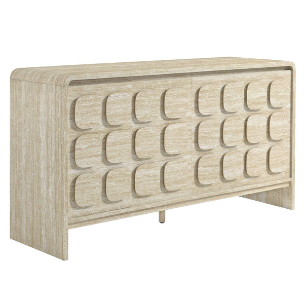 Modway Furniture Toscana 61" Mid-Century Modern Sideboard with Soft-Close Doors and Elegant Storage Solution Travertine EEI-6862-TRA