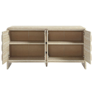 Modway Furniture Toscana 61" Mid-Century Modern Sideboard with Soft-Close Doors and Elegant Storage Solution Travertine EEI-6862-TRA