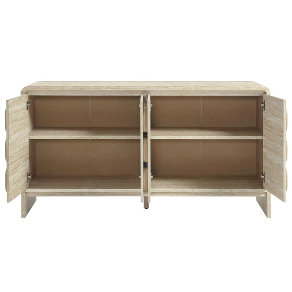 Modway Furniture Toscana 61" Mid-Century Modern Sideboard with Soft-Close Doors and Elegant Storage Solution Travertine EEI-6862-TRA