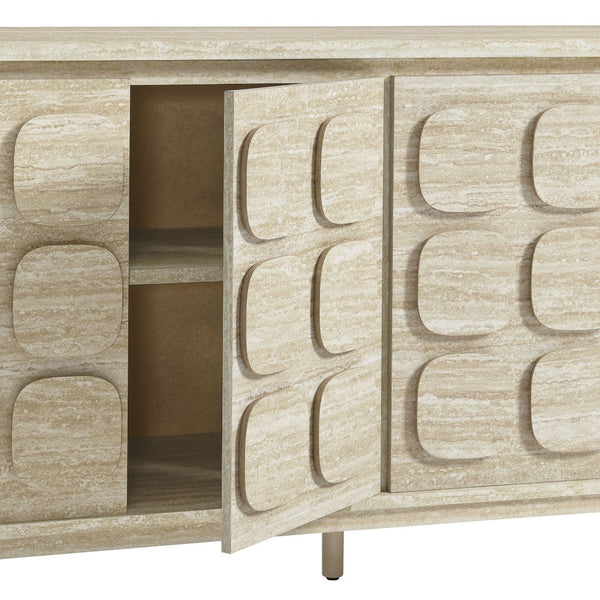 Modway Furniture Toscana 61" Mid-Century Modern Sideboard with Soft-Close Doors and Elegant Storage Solution Travertine EEI-6862-TRA