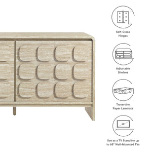 Modway Furniture Toscana 61" Mid-Century Modern Sideboard with Soft-Close Doors and Elegant Storage Solution Travertine EEI-6862-TRA