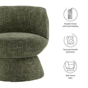 Modway Furniture Vesta Swivel Chair - Elegant Chenille Upholstered Barrel Design with 360° Movement and Comfort Basil EEI-6863-BAS