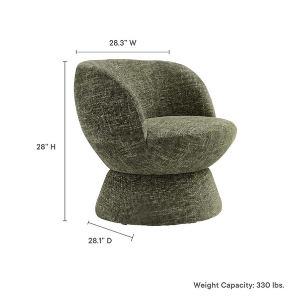Modway Furniture Vesta Swivel Chair - Elegant Chenille Upholstered Barrel Design with 360° Movement and Comfort Basil EEI-6863-BAS