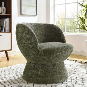 Modway Furniture Vesta Swivel Chair - Elegant Chenille Upholstered Barrel Design with 360° Movement and Comfort Basil EEI-6863-BAS