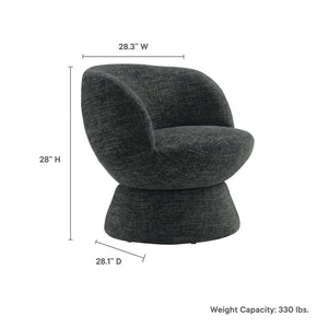 Modway Furniture Vesta Swivel Chair - Elegant Chenille Upholstered Barrel Design with 360° Movement and Comfort Carbon Black EEI-6863-CAR
