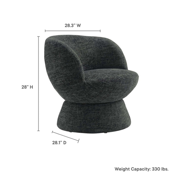 Modway Furniture Vesta Swivel Chair - Elegant Chenille Upholstered Barrel Design with 360° Movement and Comfort Carbon Black EEI-6863-CAR