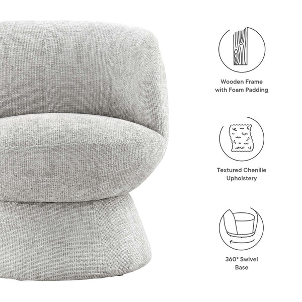 Modway Furniture Vesta Swivel Chair - Elegant Chenille Upholstered Barrel Design with 360° Movement and Comfort Dove Gray EEI-6863-DOV