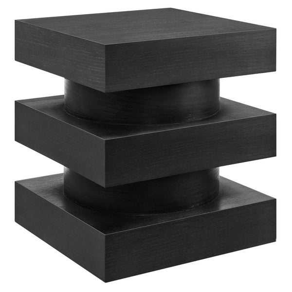 Modway Furniture Perpetuate Totem End Table - Art Deco Inspired Accent with Geometric Design for Modern Living Spaces Black EEI-6864-BLK