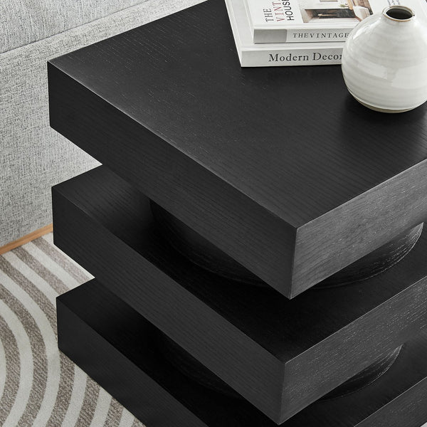 Modway Furniture Perpetuate Totem End Table - Art Deco Inspired Accent with Geometric Design for Modern Living Spaces Black EEI-6864-BLK