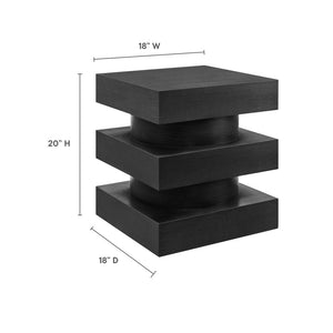 Modway Furniture Perpetuate Totem End Table - Art Deco Inspired Accent with Geometric Design for Modern Living Spaces Black EEI-6864-BLK