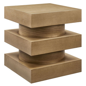 Modway Furniture Perpetuate Totem End Table - Art Deco Inspired Accent with Geometric Design for Modern Living Spaces Caramel Ash EEI-6864-CAS