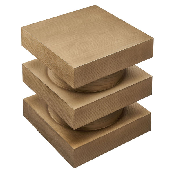 Modway Furniture Perpetuate Totem End Table - Art Deco Inspired Accent with Geometric Design for Modern Living Spaces Caramel Ash EEI-6864-CAS