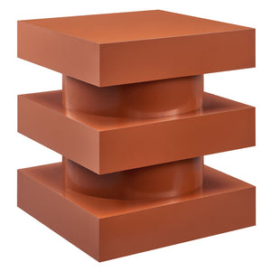 Modway Furniture Perpetuate Totem End Table - Art Deco Inspired Accent with Geometric Design for Modern Living Spaces Cayenne EEI-6864-CAY