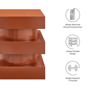 Modway Furniture Perpetuate Totem End Table - Art Deco Inspired Accent with Geometric Design for Modern Living Spaces Cayenne EEI-6864-CAY