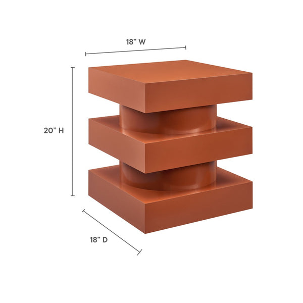 Modway Furniture Perpetuate Totem End Table - Art Deco Inspired Accent with Geometric Design for Modern Living Spaces Cayenne EEI-6864-CAY