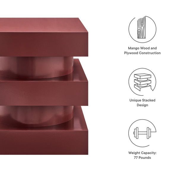 Modway Furniture Perpetuate Totem End Table - Art Deco Inspired Accent with Geometric Design for Modern Living Spaces Spiced Apple EEI-6864-SPA