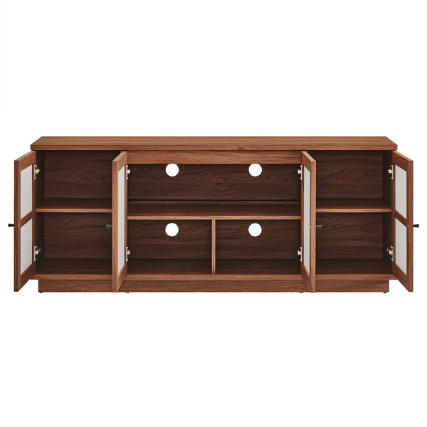 Modway Furniture Capri 63" Mid-Century Modern Wood Grain TV Console - Stylish Storage with Soft-Close Doors & Cable Management EEI-6865-WAL