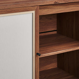 Modway Furniture Capri 63" Mid-Century Modern Wood Grain TV Console - Stylish Storage with Soft-Close Doors & Cable Management EEI-6865-WAL