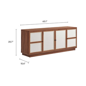 Modway Furniture Capri 63" Mid-Century Modern Wood Grain TV Console - Stylish Storage with Soft-Close Doors & Cable Management EEI-6865-WAL