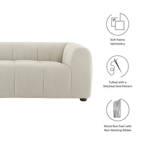 Modway Furniture Liana Upholstered Fabric Sofa - Chic Retro-Modern Three-Seater for Stylish Comfort and Durability Linen EEI-6866-LIN