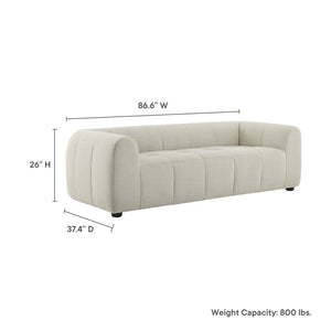 Modway Furniture Liana Upholstered Fabric Sofa - Chic Retro-Modern Three-Seater for Stylish Comfort and Durability Linen EEI-6866-LIN