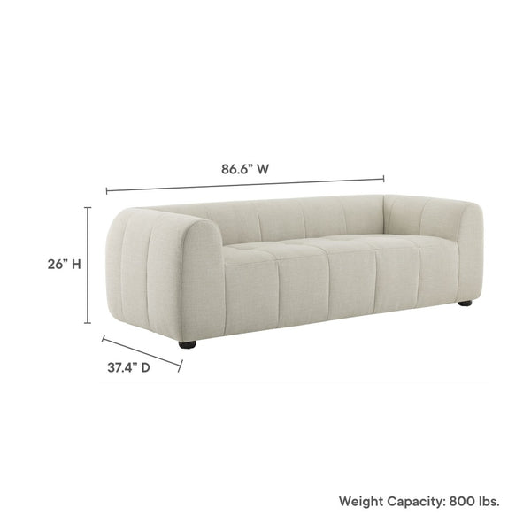 Modway Furniture Liana Upholstered Fabric Sofa - Chic Retro-Modern Three-Seater for Stylish Comfort and Durability Linen EEI-6866-LIN