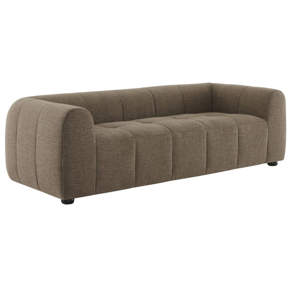 Modway Furniture Liana Upholstered Fabric Sofa - Chic Retro-Modern Three-Seater for Stylish Comfort and Durability Mocha EEI-6866-MOC