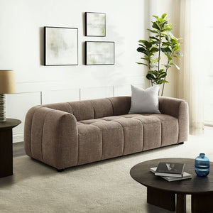Modway Furniture Liana Upholstered Fabric Sofa - Chic Retro-Modern Three-Seater for Stylish Comfort and Durability Mocha EEI-6866-MOC