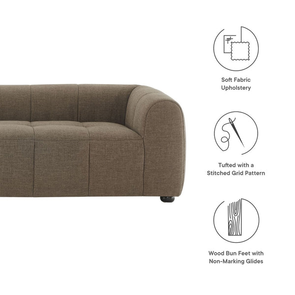 Modway Furniture Liana Upholstered Fabric Sofa - Chic Retro-Modern Three-Seater for Stylish Comfort and Durability Mocha EEI-6866-MOC