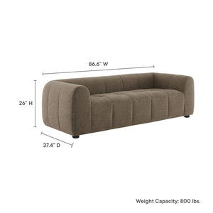 Modway Furniture Liana Upholstered Fabric Sofa - Chic Retro-Modern Three-Seater for Stylish Comfort and Durability Mocha EEI-6866-MOC