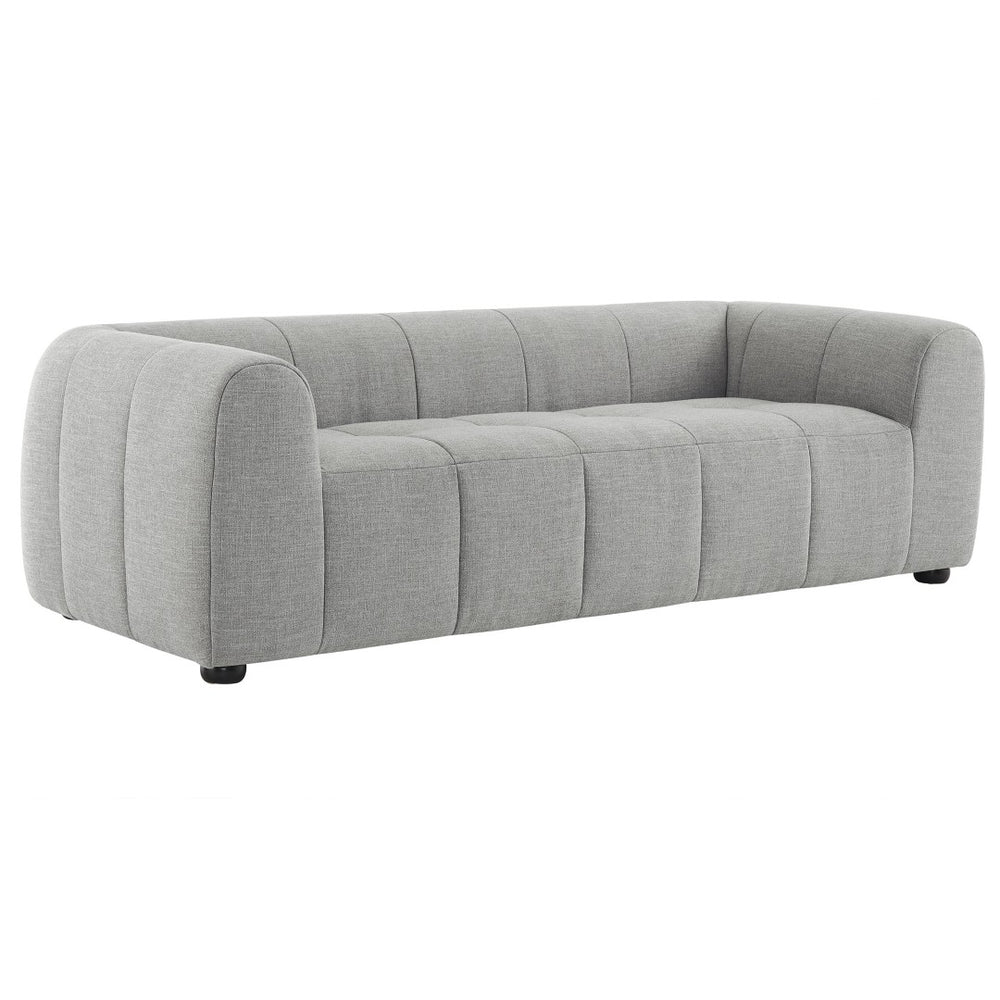 Modway Furniture Liana Upholstered Fabric Sofa - Chic Retro-Modern Three-Seater for Stylish Comfort and Durability Pewter EEI-6866-PEW