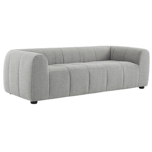 Modway Furniture Liana Upholstered Fabric Sofa - Chic Retro-Modern Three-Seater for Stylish Comfort and Durability Pewter EEI-6866-PEW