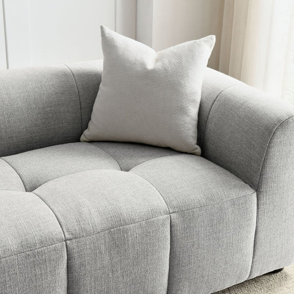 Modway Furniture Liana Upholstered Fabric Sofa - Chic Retro-Modern Three-Seater for Stylish Comfort and Durability Pewter EEI-6866-PEW