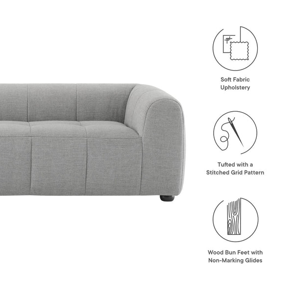 Modway Furniture Liana Upholstered Fabric Sofa - Chic Retro-Modern Three-Seater for Stylish Comfort and Durability Pewter EEI-6866-PEW