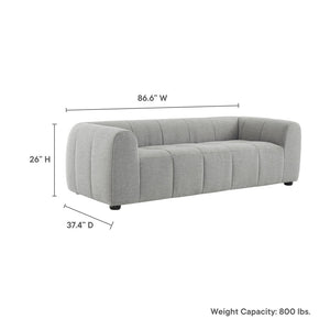 Modway Furniture Liana Upholstered Fabric Sofa - Chic Retro-Modern Three-Seater for Stylish Comfort and Durability Pewter EEI-6866-PEW